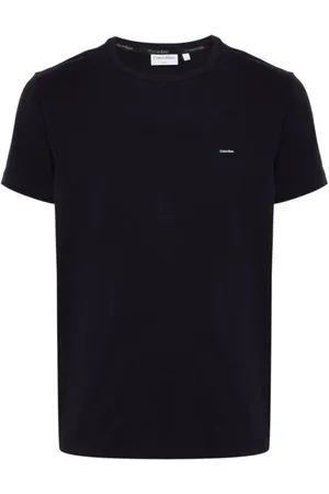 Calvin Klein Top, Herre, Sort, L, Bomuld, Logo Plaque Blå T-shirt