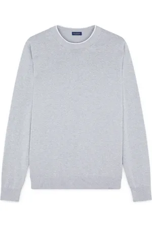 Paul & Shark Strik, Herre, Grå, XL, Bomuld, Luksus Bomuld Silke Crew Neck Sweater