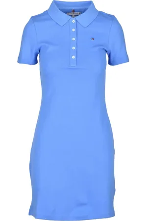 Tommy Hilfiger Kjole, Dame, Blå, XS, Bomuld, Polo Kjole i Bomuld Elastan