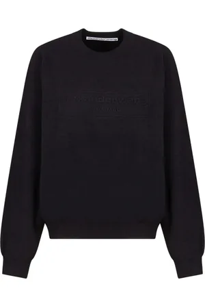 Alexander Wang Strik, Dame, Sort, M, Uld, Sort Logo Præget Jumper Sweater