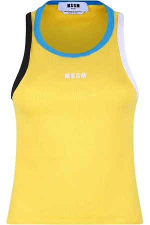 Msgm Top, Dame, Gul, M, Bomuld, Gul Kontrast Trim Tank Top