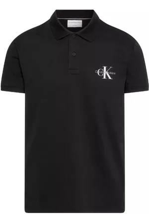 Calvin Klein Top, Herre, Sort, XS, Monologo Polo Sort med Hvidt Logo
