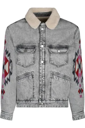 Isabel Marant Jakke, Herre, Grå, S, Denim, Denimjakke med broderet motiv