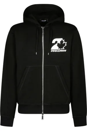 Dsquared2 Sweathshirts & Hoodies, Herre, Sort, L, Uld, Sort fuld lynlås hættetrøje jakke