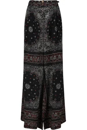 ZIMMERMANN Bukser, Dame, Flerfarvet, L, Bandana Print Wide Leg Bukser
