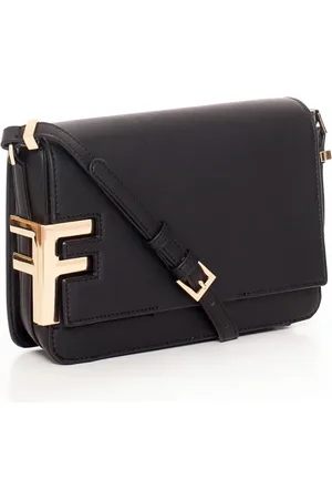 Fracomina Taske, Dame, Sort, ONE SIZE, Uld, Sort skuldertaske med justerbar rem