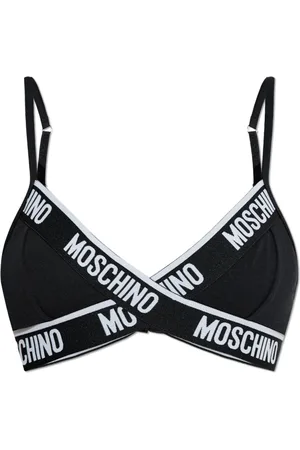 Moschino Undertøj, Dame, Sort, XL, Bomuld, Bomuld bh med logo