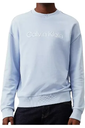 Calvin Klein Sweathshirts & Hoodies, Herre, Blå, XL, Uld, Stilfulde Sweaters Samling