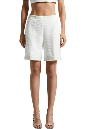 PESERICO SIGN Shorts, Dame, Hvid, 2XS, Bomuld, Bomuld fleece shorts med pailletter