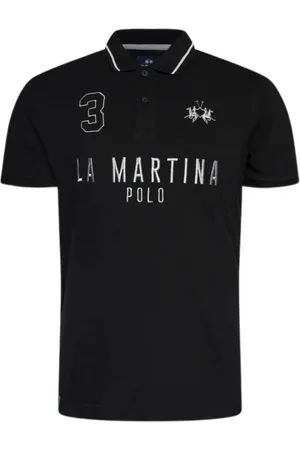 La Martina Top, Herre, Sort, XL, Bomuld, Broderet Logo Bomuld Polo Skjorte Sort