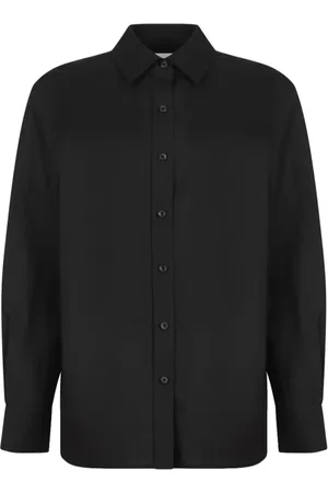 Calvin Klein Bluser & Skjorter, Dame, Sort, S, Sort Button-Up Skjorte Klassisk Stil