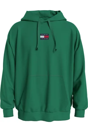 Tommy Hilfiger Sweathshirts & Hoodies, Herre, Grøn, L, Bomuld, Bomuldshættetrøje med Badge