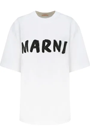 Marni Top, Dame, Hvid, XS, Logo Print Hvid T-shirt Oversize Fit