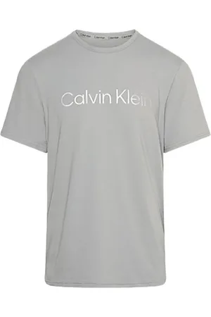 Calvin Klein Top, Herre, Grå, XL, Uld, Stilfulde T-shirts og Polos