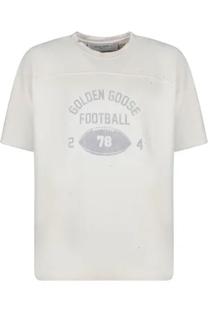 Golden Goose Top, Herre, Hvid, M, Bomuld, Vintage Watercolor Grafisk Print T-Shirt