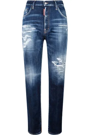 Dsquared2 Jeans, Herre, Blå, M, Bomuld, Mørkeblå Revnede Jeans