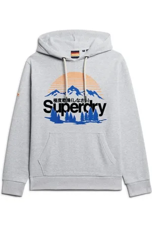 Superdry Sweathshirts & Hoodies, Herre, Grå, M, Bomuld, Outdoor Grafisk Hættetrøje Grå Bomuld