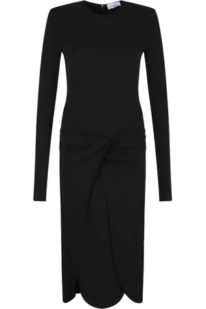 OFF-WHITE Kjole, Dame, Sort, S, Sort Midi Kjole med Twist Detaljer