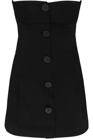 The Attico Kjole, Dame, Sort, XS, Uld, Sort Asymmetrisk Knap Mini Kjole