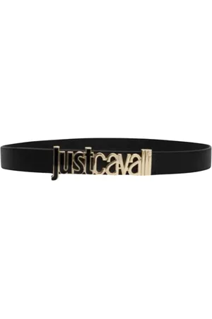 Roberto Cavalli Tilbehør, Dame, Sort, 75 CM, Læder, Metal Bogstaver Læderbælte