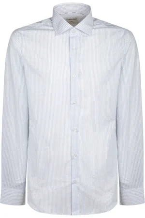 Calvin Klein Skjorte, Herre, Blå, XL, Bomuld, Lysblå prik mikro mønster skjorte