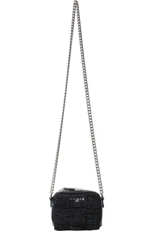GAËLLE Taske, Dame, Sort, ONE SIZE, Uld, Sort Flettet Skuldertaske med Rhinestone Bogstaver