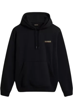 Napapijri Sweathshirts & Hoodies, Herre, Sort, 2XL, Bomuld, Sort Bomuld Hættetrøje Børstet Sweatshirt