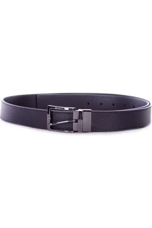 Emporio Armani Tilbehør, Herre, Blå, ONE SIZE, Læder, Blå Logo Spænde Imiteret Læder Bælte