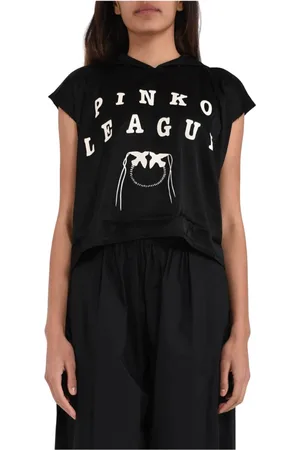 Pinko Top, Dame, Sort, S, Uld, Hættetrøje med Belinda print