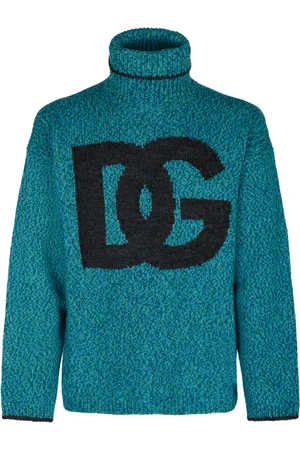 Dolce & Gabbana Strik, Herre, Grøn, L, Havgrøn Logo Jumper Sweaters