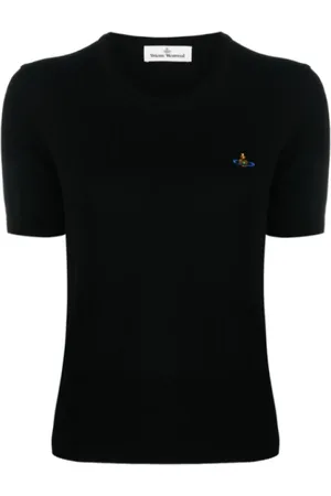 Vivienne Westwood Top, Dame, Sort, S, Sort kvinde top med logo broderi