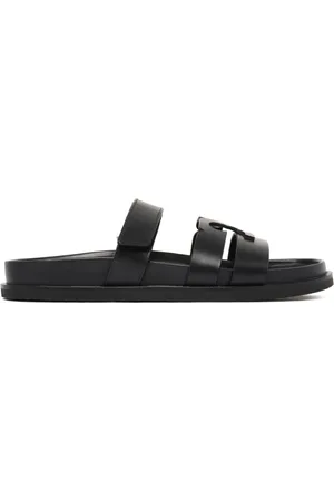 Tory Burch Sko, Dame, Sort, 37 EU, Sorte Slide Sandaler med Logo Applikation