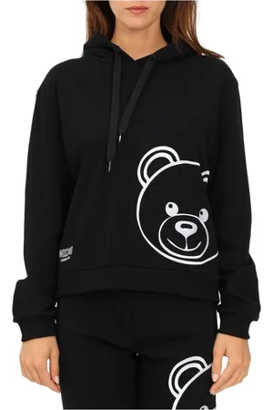 Moschino Sweathshirts & Hoodies, Dame, Sort, M, Bomuld, Teddy Bear Logo Hættetrøje Sort Bomuld
