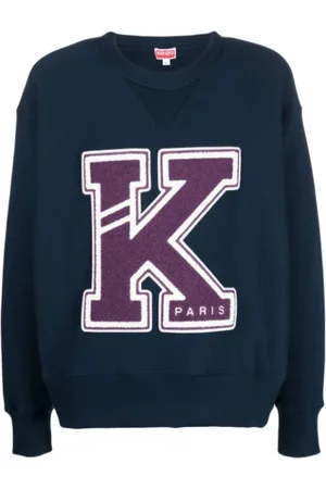 Kenzo Sweathshirts & Hoodies, Herre, Blå, S, Blå College Sweatshirt Overdrevet Sweater