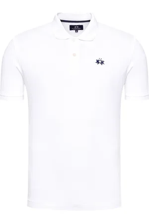 La Martina Top, Herre, Hvid, XL, Bomuld, Kortærmet Bomuld Pique Polo Skjorte