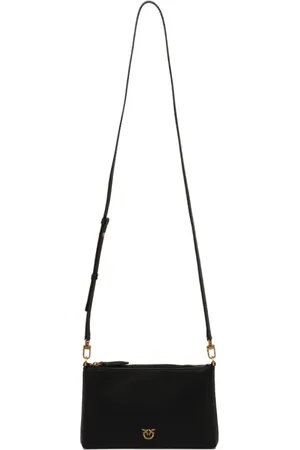 Pinko Taske, Dame, Sort, ONE SIZE, Uld, Sort Mini Skuldertaske med Love Birds Logo