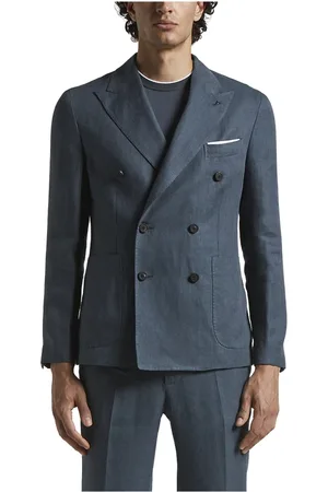 PESERICO SIGN Jakke, Herre, Blå, XL, Ermenegildo Zegna dobbeltradet hør blazer