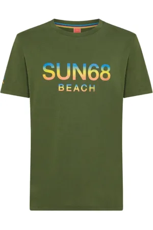 sun68 Top, Herre, Grøn, M, Bomuld, Grøn Bomuld Kortærmet T-shirt med Stor Logo