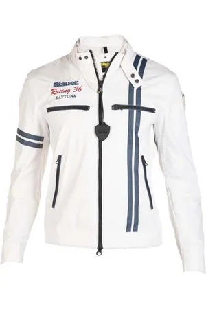 Blauer Jakke, Herre, Hvid, M, Monokrom Rider Jakke med Lynlåslommer