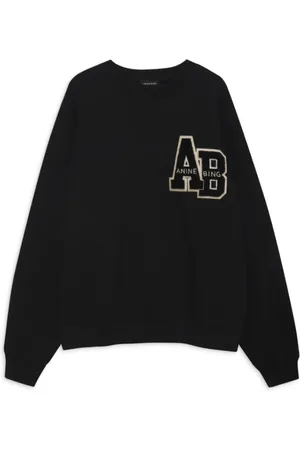 ANINE BING Sweathshirts & Hoodies, Dame, Sort, XS, Sort Letterman Sweatshirt Hættetrøje