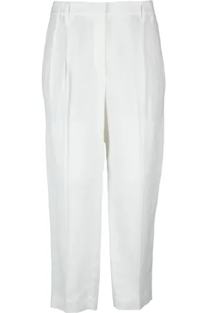 Brunello Cucinelli Bukser, Dame, Hvid, S, Elegant Linen Blend Pants