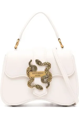 Roberto Cavalli Taske, Dame, Hvid, ONE SIZE, Uld, Ikonisk Slange Skuldertaske Hvid