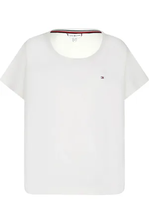 Tommy Hilfiger Top, Dame, Hvid, M, Bomuld, Hvide bomulds pyjamas med blå shorts