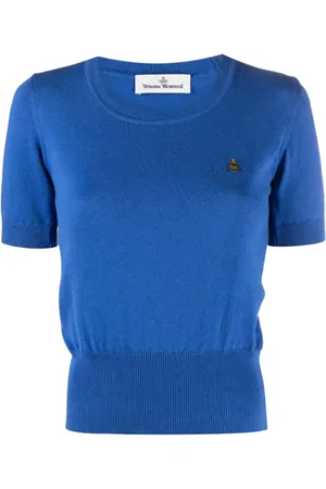 Vivienne Westwood Strik, Dame, Blå, L, Bomuld, Broderet Logo Ocean Top Kvinde