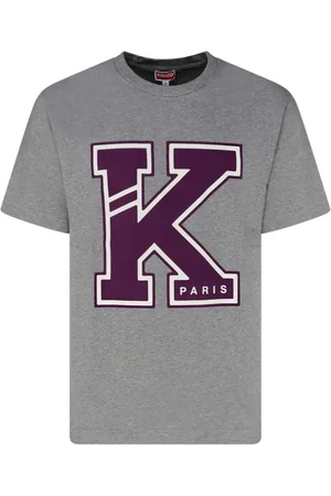 Kenzo Top, Herre, Grå, S, Bomuld, Logo Print T-shirt i Perlegrå