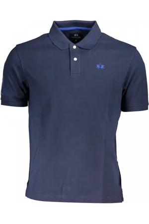La Martina Top, Herre, Blå, 2XL, Bomuld, Kortærmet bomuldspolo i blå