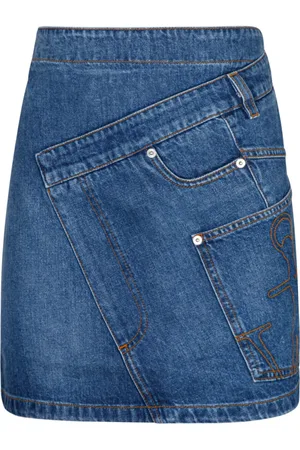 J.W.Anderson Nederdel, Dame, Blå, 3XS, Denim, Blå Denim Mini Nederdel Patchwork