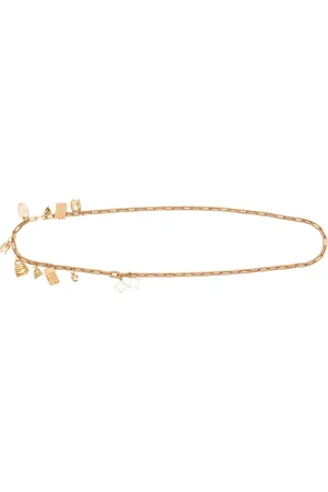 Cult Gaia Tilbehør, Dame, Gul, ONE SIZE, Uld, Charms Detalje Guld-Tone Kæde Bælte