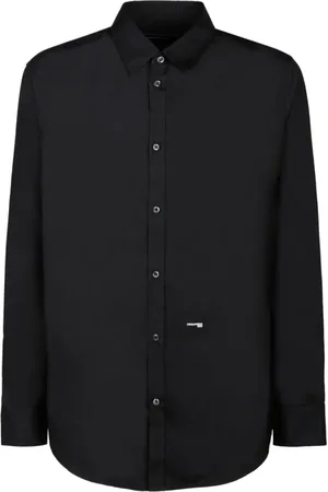 Dsquared2 Skjorte, Herre, Sort, M, Bomuld, Sort afslappet skjorte med logoprint
