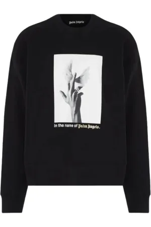 Palm Angels Sweathshirts & Hoodies, Herre, Sort, XL, Sort Wings Crewneck Sweaters